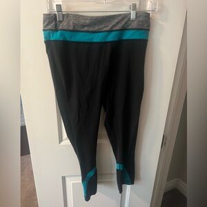 Lululemon Black/Teal Leggings, Size 8